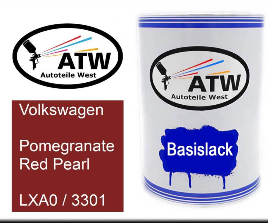 Volkswagen, Pomegranate Red Pearl, LXA0 / 3301: 500ml Lackdose, von ATW Autoteile West.